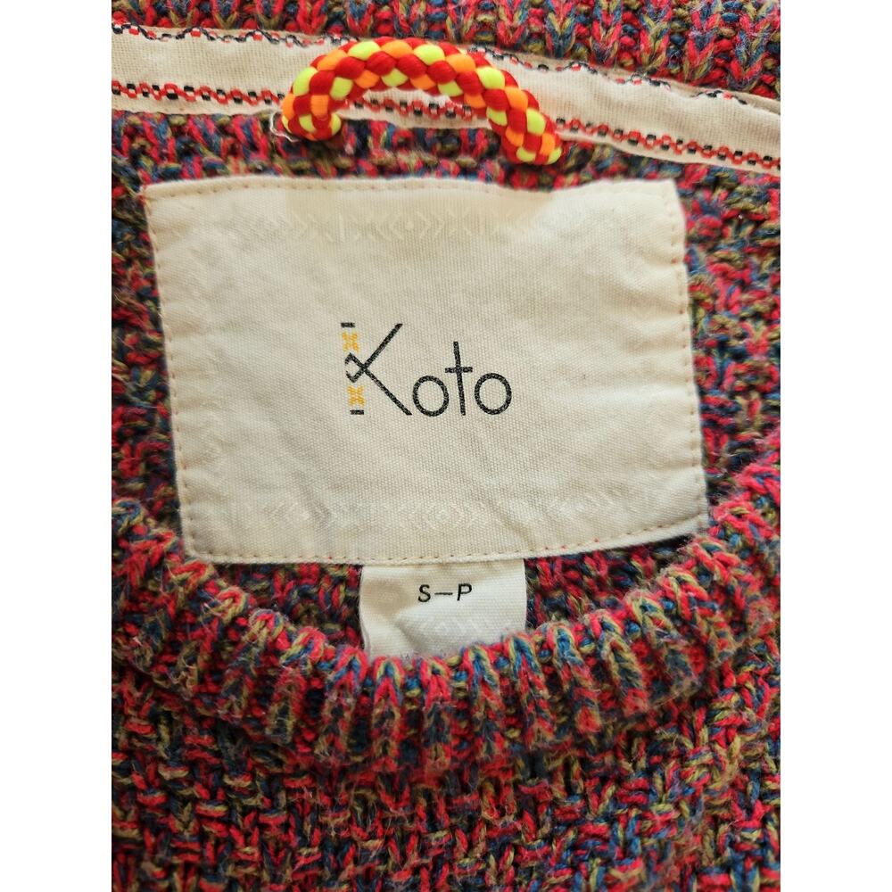 Koto Women's Multicolor Textured Knit Crew Neck Pullover Sweater S-P